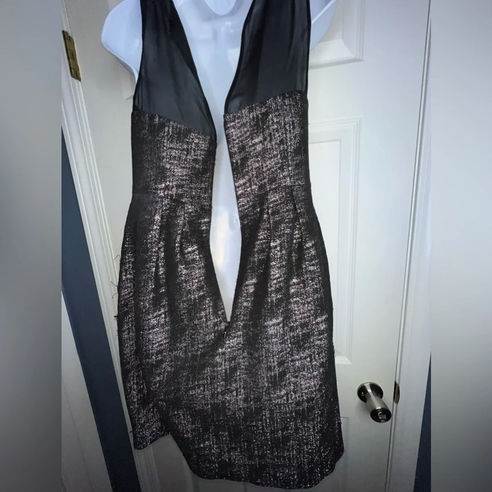 Club Monaco Women’s 2 A-Line Black Pink Pleated Cocktail Dress Silk Chiffon XS